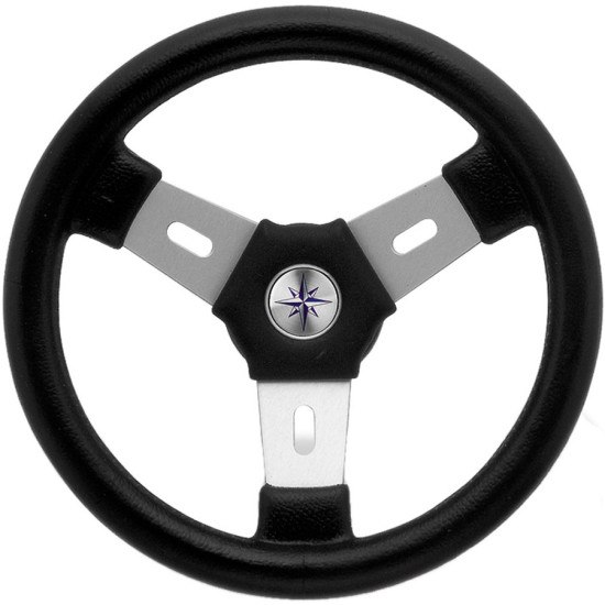 ELBA steering wheel, black/aluminum, 300 mm diameter 51250057 PIECESBATEAUX.COM