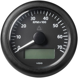 Cuentarrevoluciones VDO ViewLine 85 mm con cuentahoras LCD 7000 RPM Negro 62512394 PIECESBATEAUX.COM