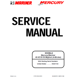 Manuale di servizio MERCURY 40 e 50 Cv 4 Tempi Carbu 828631R3 PIECESBATEAUX.COM