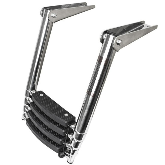 Echelle Télescopique Inox 4 Marches Rabattable 40250329 PIECESBATEAUX.COM