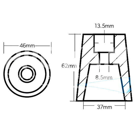 Anode Konisches Wellenende ø 35 mm Magnesium ELT003MG PIECESBATEAUX.COM