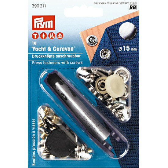 Kit di 10 pulsanti a pressione ø15mm da avvitare + utensile 390211--VDM PIECESBATEAUX.COM