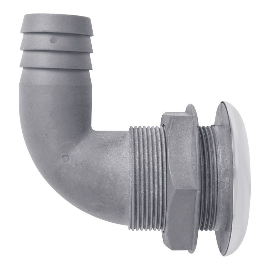 Passe-Coque coudé 38mm avec clapet PVC 09121045 PIECESBATEAUX.COM