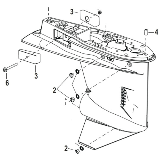 MERCURY 30 to 60Hp 4-Stroke gearcase (2006 and over) 893680T06 PIECESBATEAUX.COM