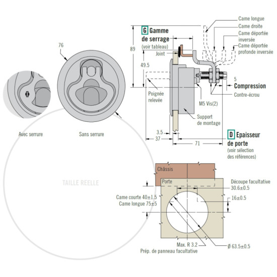 Chiusura a compressione con serratura in acciaio inox 316 SOUTHCO M1-25-81-38 41250448 PIECESBATEAUX.COM