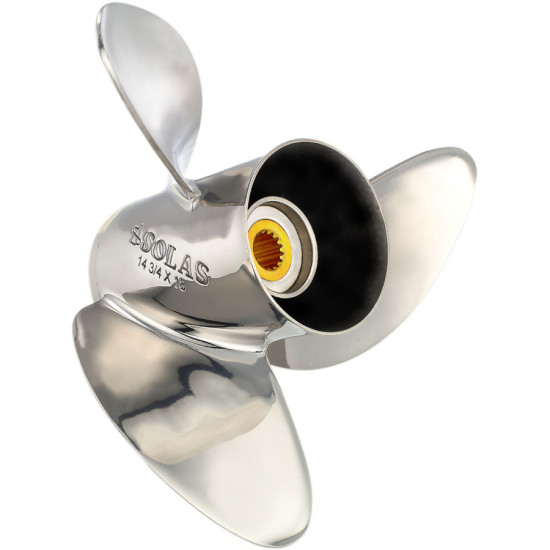 Edelstahlpropeller SOLAS TITAN HR 3 Flügel für MERCURY und HONDA 90-300 1551-148-18 PIECESBATEAUX.COM