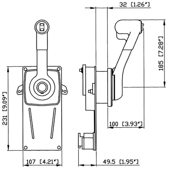 Centralina di comando laterale ad incasso Ultraflex B184 B-184 PIECESBATEAUX.COM