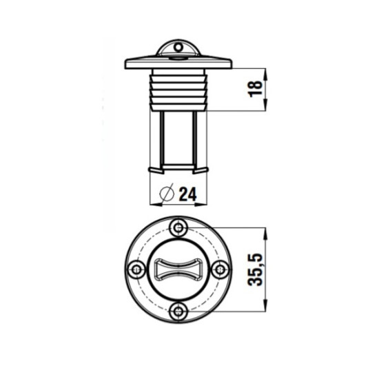 Tappo di scarico a bocchettone, scafo rotondo 13250119 PIECESBATEAUX.COM