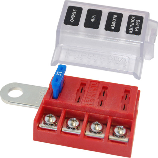 Scatola portafusibili compatta a 4 circuiti montaggio su batteria BS-5023 PIECESBATEAUX.COM