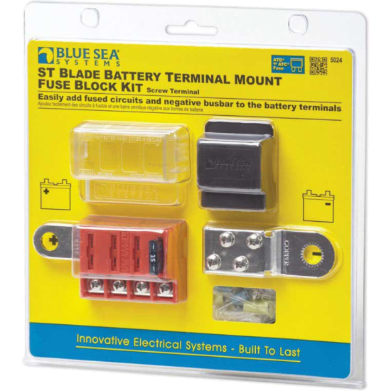 Scatola portafusibili compatta a 4 circuiti montaggio su batteria BS-5023 PIECESBATEAUX.COM