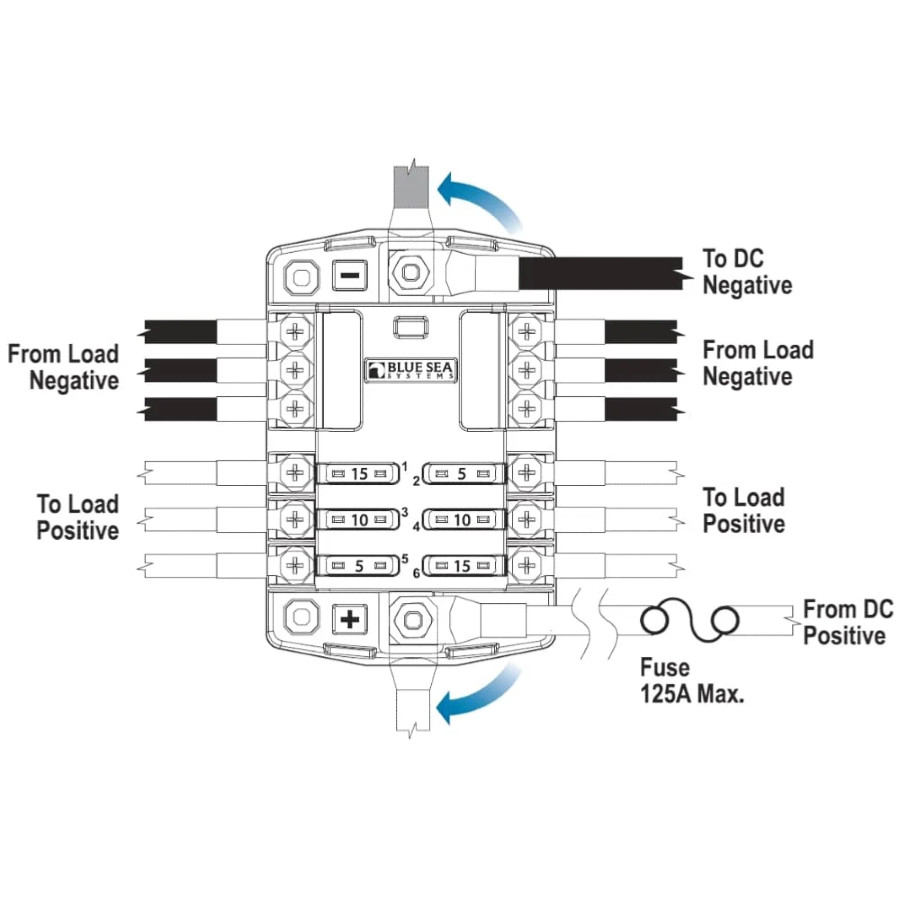 Scatola portafusibili a 6 circuiti con massa comune BS-5025 PIECESBATEAUX.COM