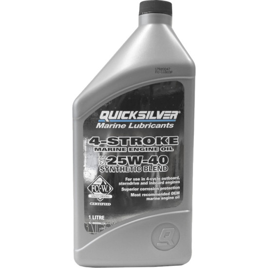 Olio 4 Tempi QUICKSILVER 25W40 Semi Sintesi (1L) 8M0086226--8M0206955 PIECESBATEAUX.COM