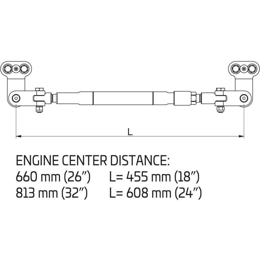 Barre de liaison moteurs jumelés MERCURY et YAMAHA vérins UC128 A9532 PIECESBATEAUX.COM