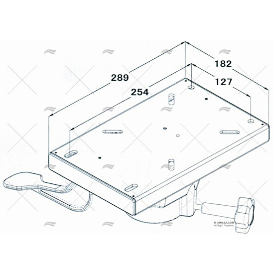 Drehsitzhalter 254x127 Rohr 73mm mit Gleitführung 90700290 PIECESBATEAUX.COM