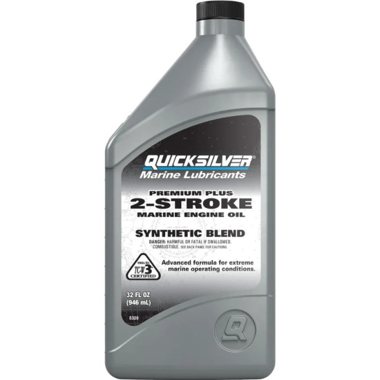 Huile Hors-Bord 2 Temps QUICKSILVER Premium Plus TC-W3 (1L) 8M0230930 PIECESBATEAUX.COM