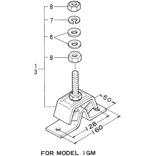 Motorhalterung YANMAR 1GM und 1GM10 (50 SH) 128170-08340 PIECESBATEAUX.COM