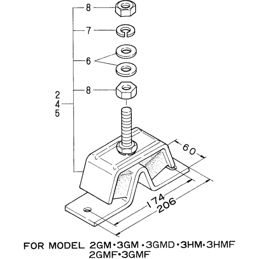 Motorhalterung YANMAR 2GM, 3GM, 2YM, 3YM, 3HM, 3JH (60 SH) GS38108 PIECESBATEAUX.COM