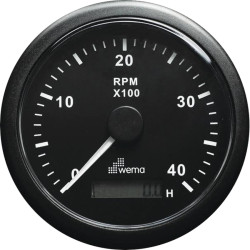 Cuenta-revoluciones WEMA BlackLine de 85 mm con contador de horas LCD, 4000 rpm, negro 648548--VDM PIECESBATEAUX.COM
