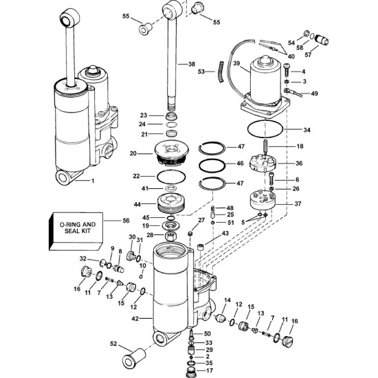 Seal kit for JOHNSON EVINRUDE 25 to 50 hp (1989-2003) trim cylinder 435567 PIECESBATEAUX.COM
