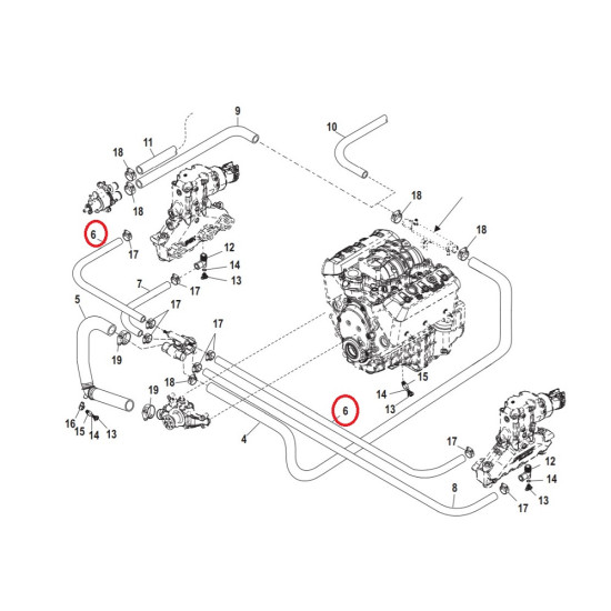 MERCRUISER water hose, starboard or port manifold with thermostat 864977 PIECESBATEAUX.COM