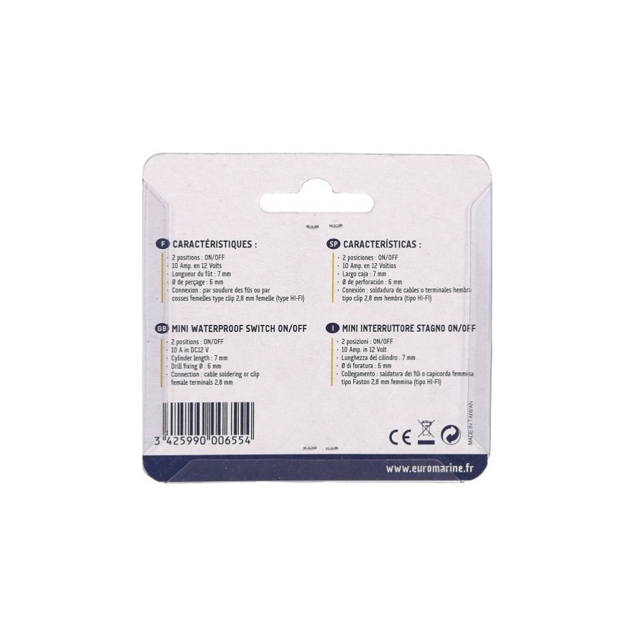 Mini interruptor de palanca ON/OFF 10A 12V 000655--EURO PIECESBATEAUX.COM