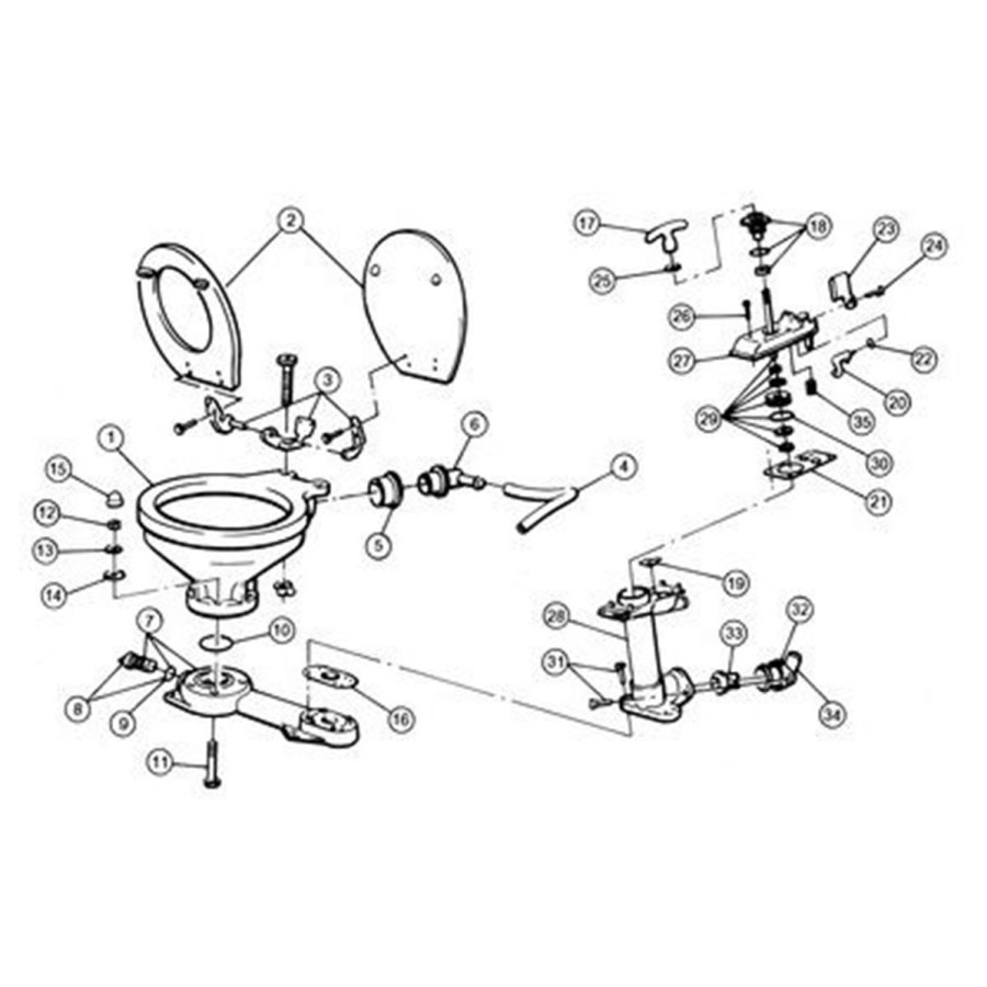 Pompa manuale per WC Twist'N'Lock JABSCO 29090 / 29120 JAB29040-3000 PIECESBATEAUX.COM