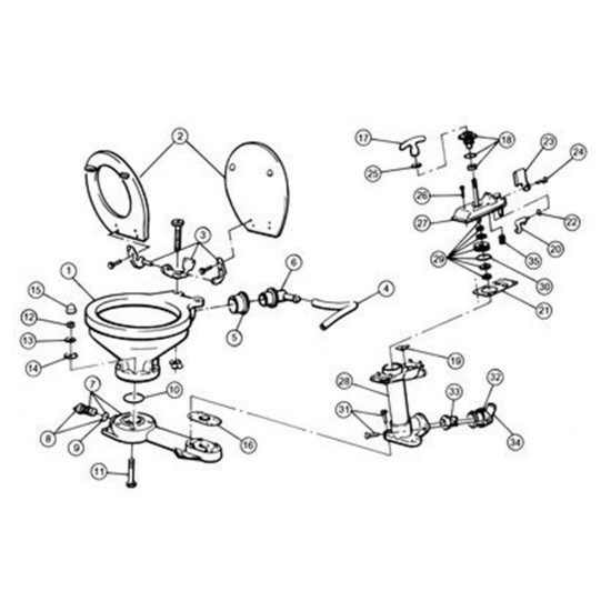 Conjunto de bomba manual para WC Twist'N'Lock JABSCO 29090 / 29120 JAB29040-3000 PIECESBATEAUX.COM