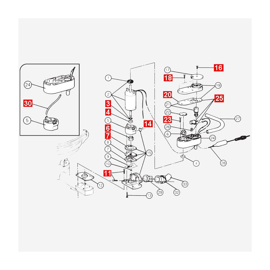 Kit revizione kit JABSCO 29101-0000 per kit di conversione serie 29100 e 29200 JAB29101-0000 PIECESBATEAUX.COM
