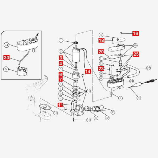 Kit revizione kit JABSCO 29101-0000 per kit di conversione serie 29100 e 29200 JAB29101-0000 PIECESBATEAUX.COM