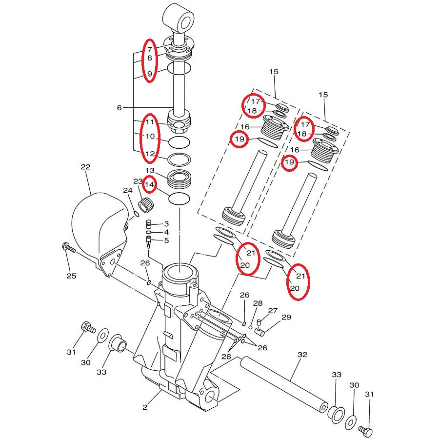 Kit juntas de compensación YAMAHA 100 a 225 CV KIT_JOINTS_68V43800 PIECESBATEAUX.COM