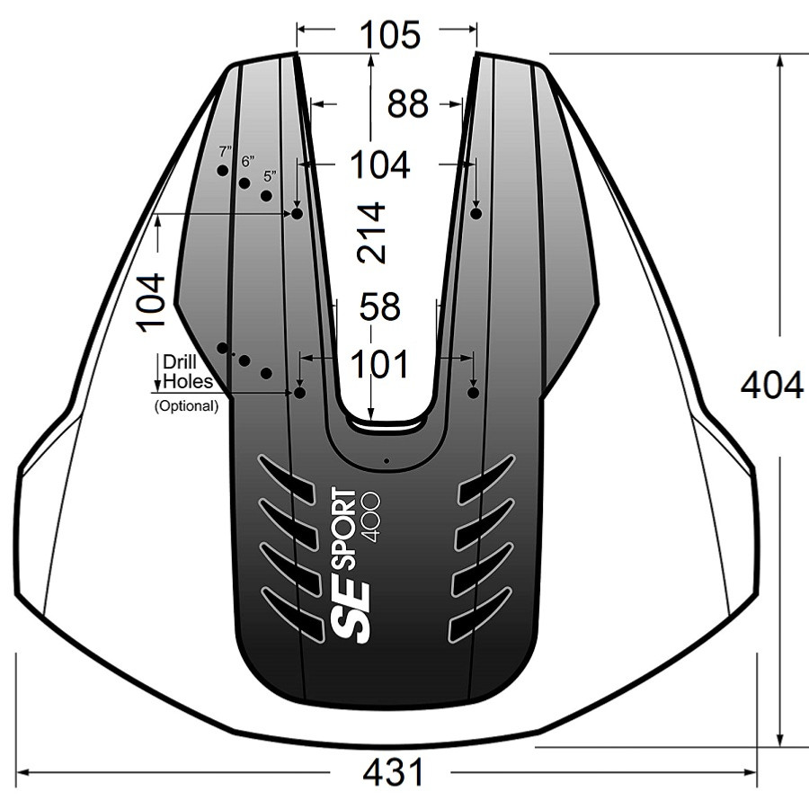 Hydrofoil SE Sport 400 Sin Perforaciones Todas Las Potencias SMT74646 PIECESBATEAUX.COM