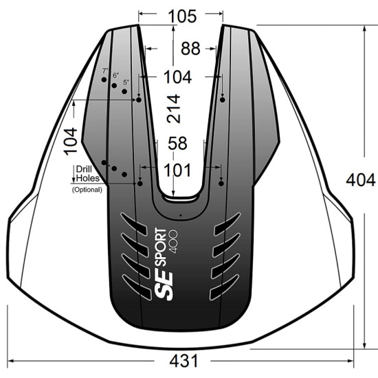 Hydrofoil SE Sport 400 Sin Perforaciones Todas Las Potencias SMT74646 PIECESBATEAUX.COM