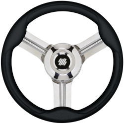 Volante V20B in acciaio inox e poliuretano nero Ø350mm 64750 PIECESBATEAUX.COM