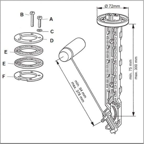 Trasmettitore carburante a leva VDO 3-180 Ohm Lg 150 a 600mm YJ150--KENT PIECESBATEAUX.COM