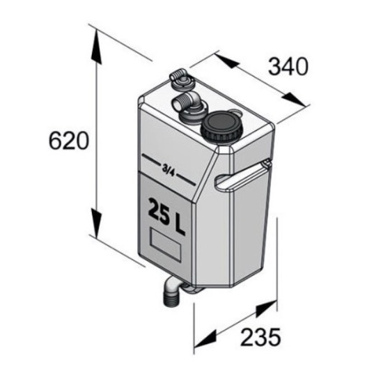 Serbatoio acque nere su parete 25 litri verticale VETWW25W PIECESBATEAUX.COM
