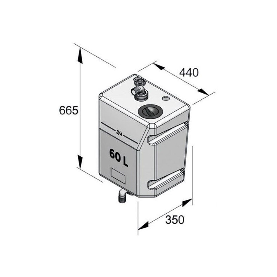 Serbatoio acque nere su parete 60 litri verticale VETWW60W PIECESBATEAUX.COM