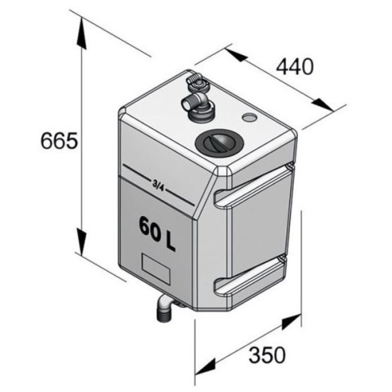Serbatoio acque nere su parete 60 litri verticale VETWW60W PIECESBATEAUX.COM