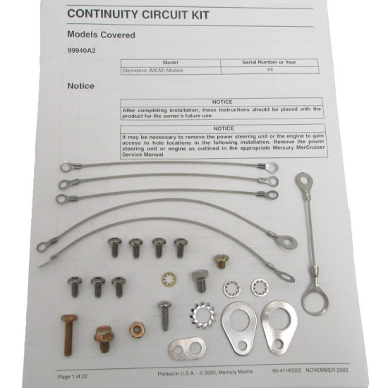 MERCRUISER ALPHA ONE and BRAVO continuity kit 99940A2 PIECESBATEAUX.COM