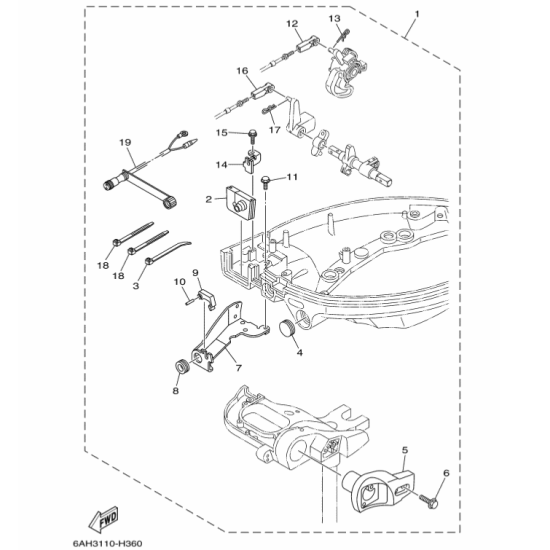 Kit de control remoto YAMAHA F15C, F20B 6AH-48501-02-00 PIECESBATEAUX.COM