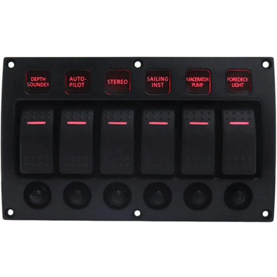 Quadro elettrico stagno 6 interruttori ON/OFF 65000766 PIECESBATEAUX.COM