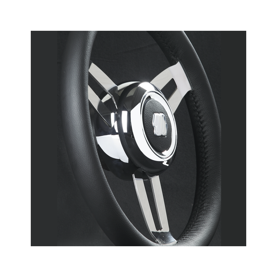 Morosini Ø350MM wheel, stainless steel and black polyurethane 67461S PIECESBATEAUX.COM