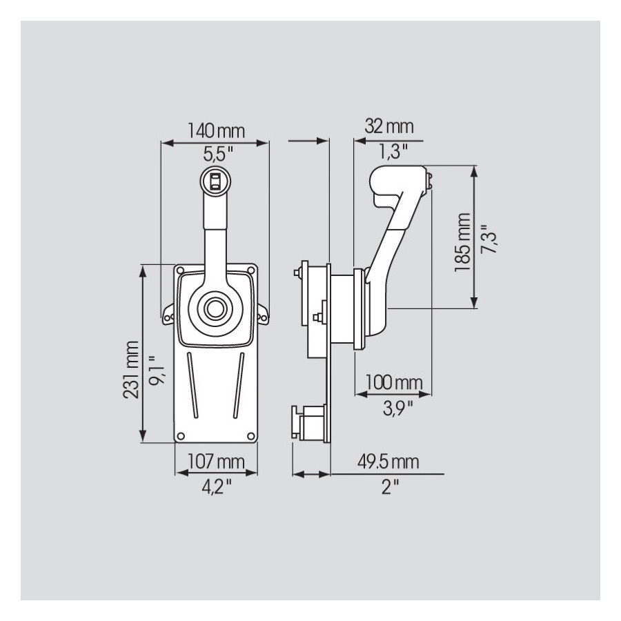 Ultraflex B183 Flush-mounted Side Control Unit B-183 PIECESBATEAUX.COM