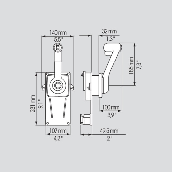 Boitier de Commande Latéral Encastré Ultraflex B183 B-183 PIECESBATEAUX.COM
