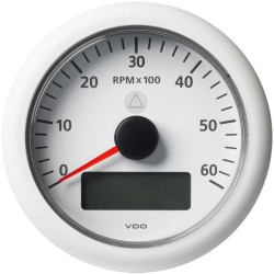 Compte-Tours VDO ViewLine 85mm avec horamètre LCD 6000 RPM Blanc A2C59512399--YC131 PIECESBATEAUX.COM