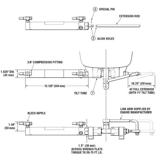 SEASTAR side-mounted steering cylinder HC5370-3 PIECESBATEAUX.COM
