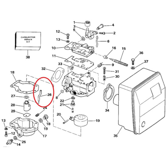 Hose for JOHNSON-EVINRUDE 6-15 hp carburetor (1986-1990) 336567 PIECESBATEAUX.COM