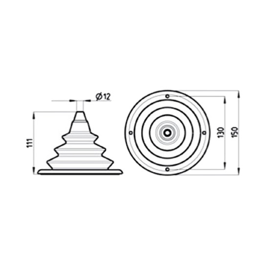 Fuelle de paso, diámetro 152 mm, negro 13250050 PIECESBATEAUX.COM
