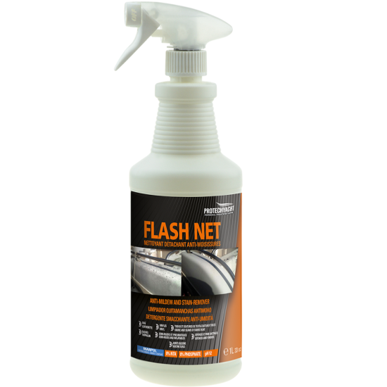 Detergente smacchiante FLASH NET Tessuti, vinile, teloni 1L PY-5596-1 PIECESBATEAUX.COM