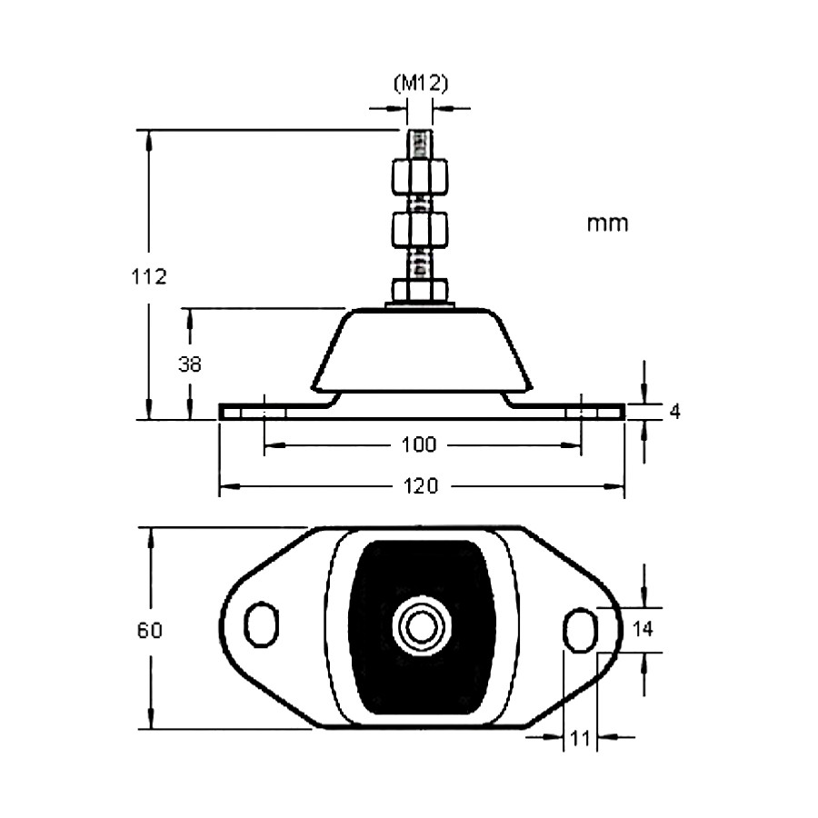 Support Moteur M12 55kgs GS38103 PIECESBATEAUX.COM