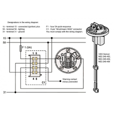 Transmetteur d'Eau Douce VDO, Sonde Capacitive, 80-600 mm